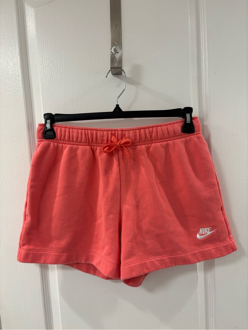 Nike Coral Pink Club Fleece Pull-On Shorts Drawstring Pockets